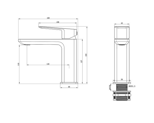 Смеситель для раковины Wonzon & Woghand Diamond WW-88139011-BN цвет Брашированный никель
