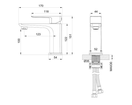 Смеситель для раковины Wonzon & Woghand Edge WW-88139003-MB цвет Черный матовый