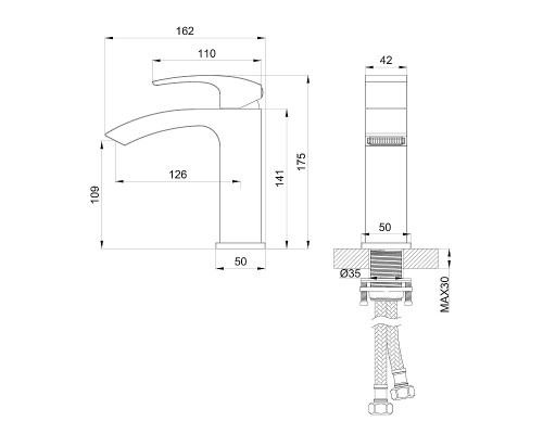 Смеситель для раковины Wonzon & Woghand Fit WW-88139009-MB цвет Черный матовый