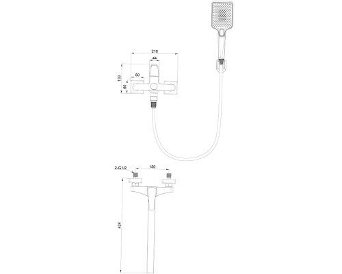 Смеситель для ванны Wonzon & Woghand Flex WW-639906-MB универсальный цвет Черный матовый