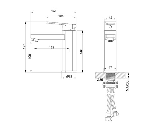 Смеситель для раковины Wonzon & Woghand Frame WW-88139010-MB цвет Черный матовый