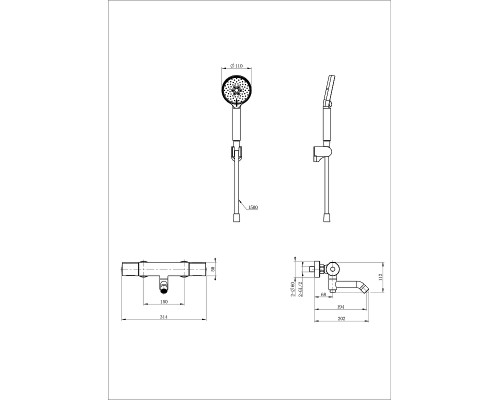 Смеситель для ванны Wonzon & Woghand Inn WW-A2006-A1-MB с термостатом цвет Черный матовый