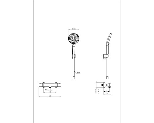 Смеситель для душа Wonzon & Woghand Inn WW-B2012-A-BGG с термостатом цвет Темный графит