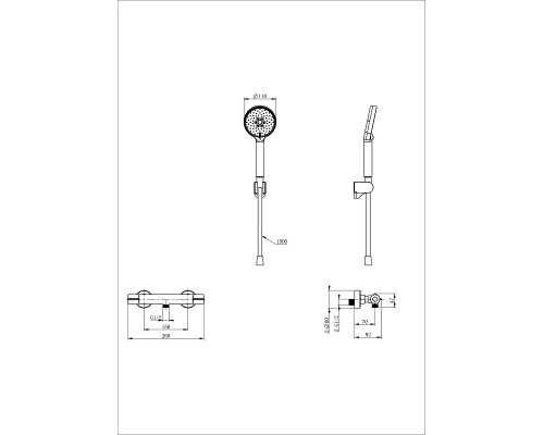 Смеситель для душа Wonzon & Woghand Inn WW-B2063-A-CR с термостатом цвет Хром