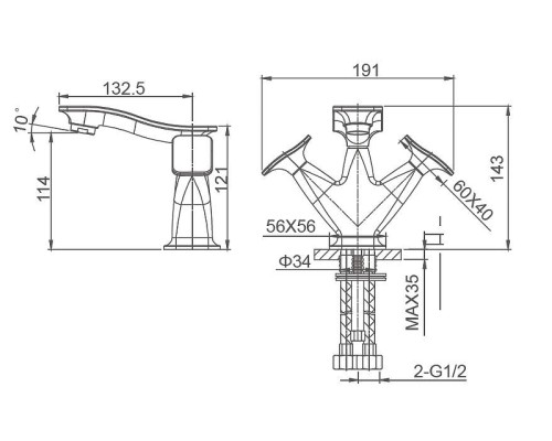 Смеситель для раковины Wonzon & Woghand Shakespeare WW-651101-CR цвет Хром