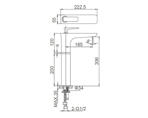 Смеситель для раковины Wonzon & Woghand Shark WW-481104-CR цвет Хром