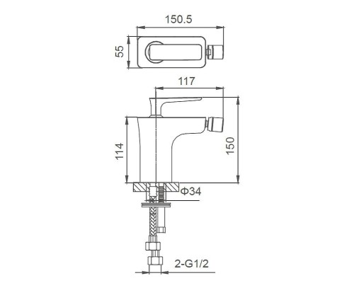 Смеситель для биде Wonzon & Woghand Shark WW-485001-CR цвет Хром