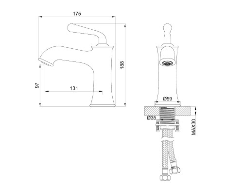 Смеситель для раковины Wonzon & Woghand Steam WW-88139008-BGM цвет Темный графит