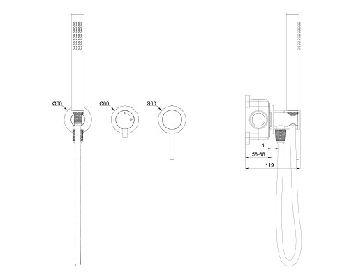 Смеситель для душа Wonzon & Woghand Stick WW-838017-CR цвет Хром