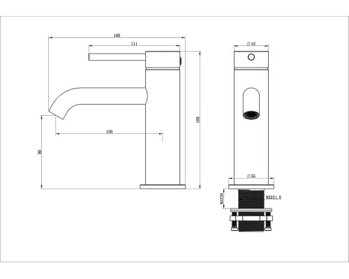 Смеситель для раковины Wonzon & Woghand Stick WW-88139017-BGM цвет Темный графит