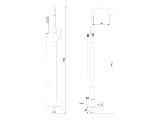 Смеситель для ванны Wonzon & Woghand Stick WW-88649017-CR цвет Хром