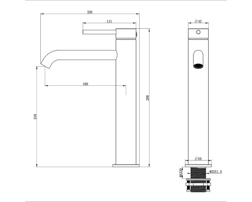 Смеситель для раковины Wonzon & Woghand Stick WW-88239017-CR цвет Хром