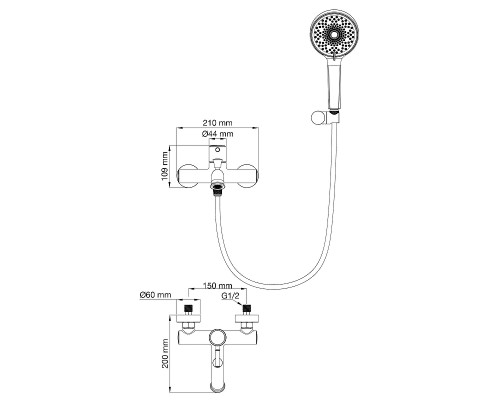 Смеситель для ванны Wonzon & Woghand Tor WW-88037073-BG цвет Брашированное золото