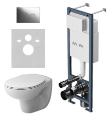 Комплект унитаза с инсталляцией AM.PM Willow IS110151.DX15C1700 с сиденьем Микролифт и клавишей смыва Хром глянцевый