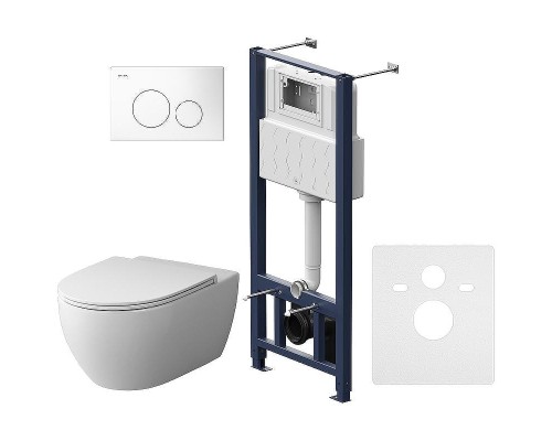 Комплект унитаза с инсталляцией AM.PM Awe FlashClean IS49001.111700 с сиденьем Микролифт и Белой клавишей смыва