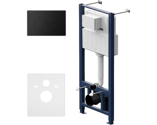 Комплект унитаза с инсталляцией AM.PM Awe FlashClean IS49038.111700 с сиденьем Микролифт и Черной матовой клавишей смыва