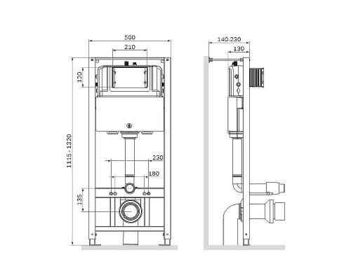 Комплект унитаза с инсталляцией AM.PM Awe FlashClean IS49038.111700 с сиденьем Микролифт и Черной матовой клавишей смыва
