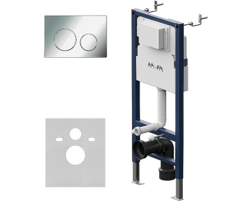 Комплект унитаза с инсталляцией AM.PM Func FlashClean IS90151.8F1701 с сиденьем Микролифт и клавишей смыва Хром глянцевый