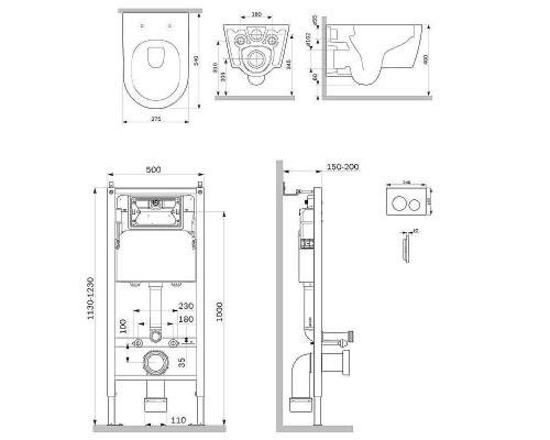 Комплект унитаза с инсталляцией AM.PM Func FlashClean IS90151.8F1701 с сиденьем Микролифт и клавишей смыва Хром глянцевый