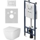 Комплект унитаза с инсталляцией AM.PM Gem FlashClean IS100201.901701 с сиденьем Микролифт и Белой глянцевой клавишей смыва