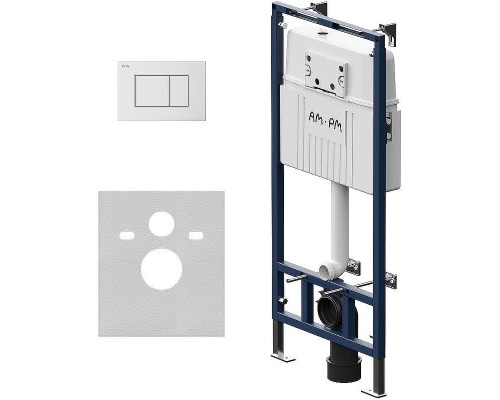 Комплект унитаза с инсталляцией AM.PM Gem FlashClean IS100201.901701 с сиденьем Микролифт и Белой глянцевой клавишей смыва