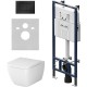Комплект унитаза с инсталляцией AM.PM Gem FlashClean IS100238.901701 с сиденьем Микролифт и Черной матовой клавишей смыва