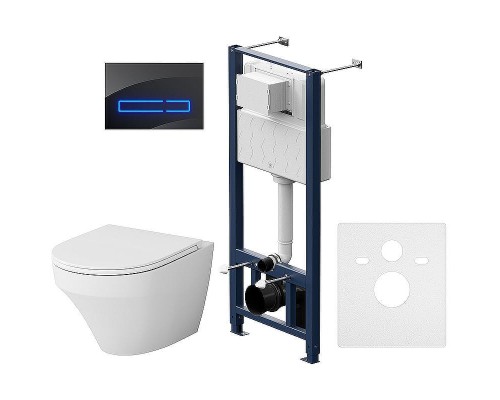 Комплект унитаза с инсталляцией AM.PM Inspire FlashClean IS450A38.501700 с сиденьем Микролифт и Черной клавишей смыва
