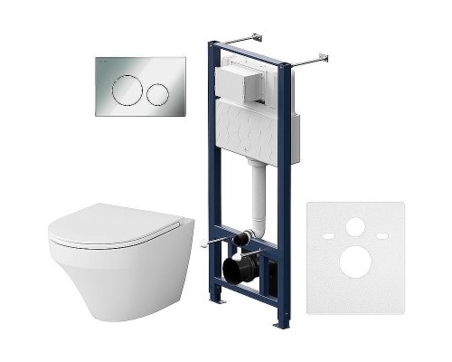 Комплект унитаза с инсталляцией AM.PM Inspire FlashClean IS49051.501700 с сиденьем Микролифт и клавишей смыва Хром