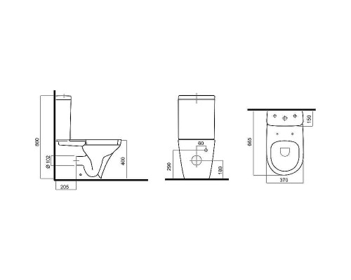 Унитаз компакт AM.PM Inspire C508607WH с бачком без сиденья