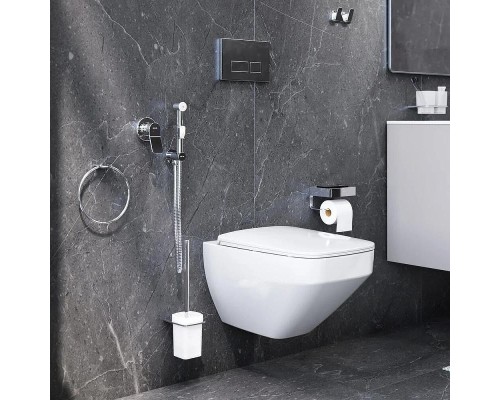 Комплект унитаза с инсталляцией AM.PM Inspire 2.0 CK50GD с сиденьем Микролифт с клавишей смыва Хром с гигиеническим душем и аксессуарами для ванной комнаты