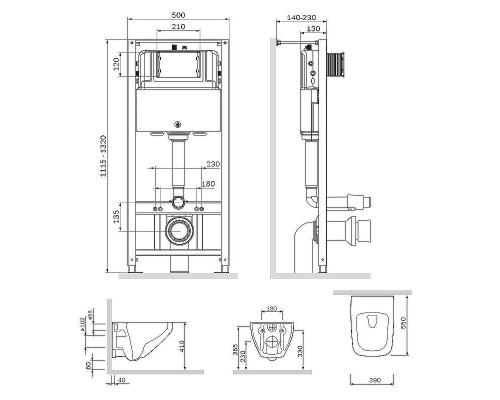 Комплект унитаза с инсталляцией AM.PM Inspire 2.0 CK50GD с сиденьем Микролифт с клавишей смыва Хром с гигиеническим душем и аксессуарами для ванной комнаты