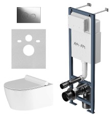 Комплект унитаза с инсталляцией AM.PM Jupiter IS110151.DX77C1700 с сиденьем Микролифт и клавишей смыва Хром глянцевый