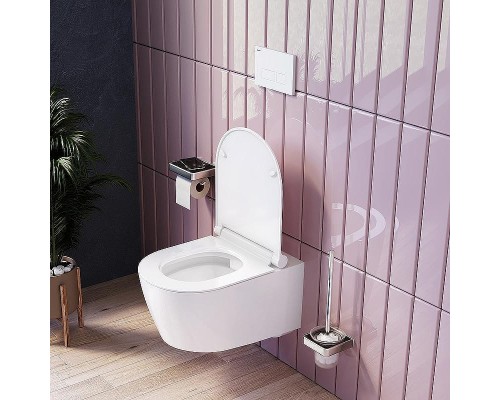 Комплект унитаза с инсталляцией AM.PM Jupiter IS110151.DX77C1700 с сиденьем Микролифт и клавишей смыва Хром глянцевый