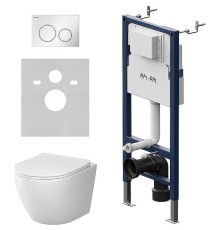 Комплект унитаза с инсталляцией AM.PM Like IS90101.801900 с сиденьем Микролифт и Белой глянцевой клавишей смыва