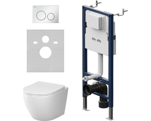 Комплект унитаза с инсталляцией AM.PM Like IS90101.801900 с сиденьем Микролифт и Белой глянцевой клавишей смыва