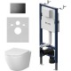 Комплект унитаза с инсталляцией AM.PM Like IS90138.801900 с сиденьем Микролифт и Черной матовой клавишей смыва