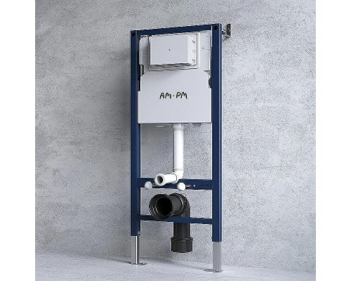 Комплект унитаза с инсталляцией AM.PM Like IS90138.801900 с сиденьем Микролифт и Черной матовой клавишей смыва