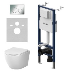 Комплект унитаза с инсталляцией AM.PM Like IS90151.801900 с сиденьем Микролифт и клавишей смыва Хром глянцевый