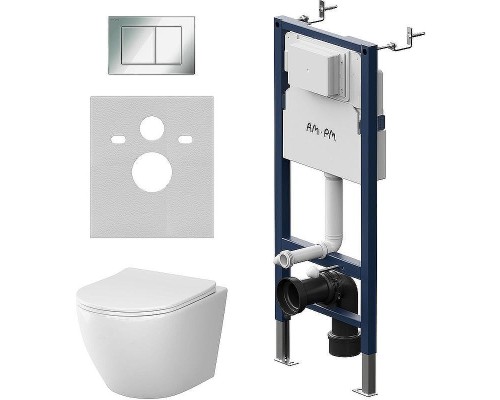 Комплект унитаза с инсталляцией AM.PM Like IS90251.801900 с сиденьем Микролифт и клавишей смыва Хром глянцевый