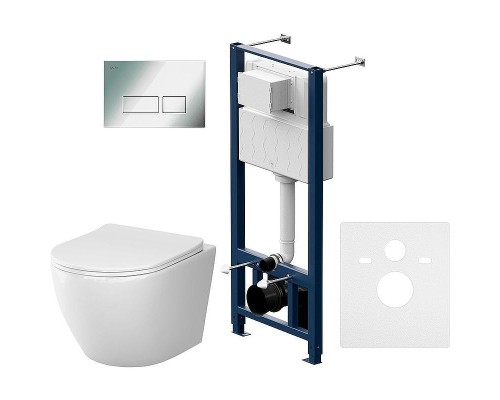 Комплект унитаза с инсталляцией AM.PM Like IS47051.801900 с сиденьем Микролифт и клавишей смыва Хром глянцевый