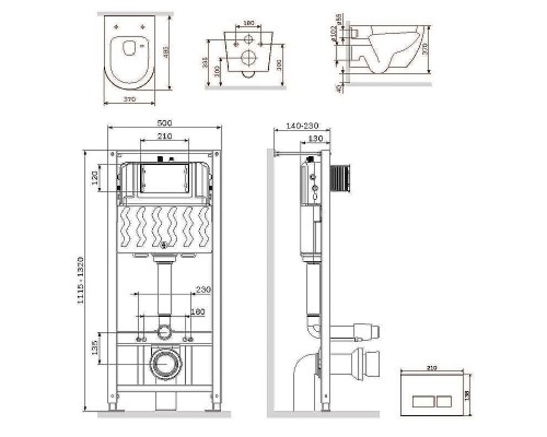 Комплект унитаза с инсталляцией AM.PM Like IS47051.801900 с сиденьем Микролифт и клавишей смыва Хром глянцевый