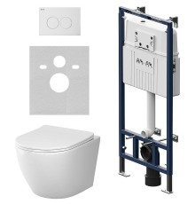 Комплект унитаза с инсталляцией AM.PM Like IS100101.801900 с сиденьем Микролифт и Белой глянцевой клавишей смыва