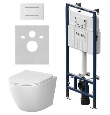 Комплект унитаза с инсталляцией AM.PM Like IS100201.801900 с сиденьем Микролифт и Белой глянцевой клавишей смыва