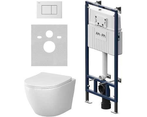 Комплект унитаза с инсталляцией AM.PM Like IS100201.801900 с сиденьем Микролифт и Белой глянцевой клавишей смыва