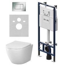 Комплект унитаза с инсталляцией AM.PM Like IS100251.801900 с сиденьем Микролифт и клавишей смыва Хром глянцевый