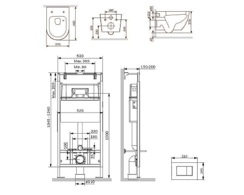 Комплект унитаза с инсталляцией AM.PM Like IS100251.801900 с сиденьем Микролифт и клавишей смыва Хром глянцевый