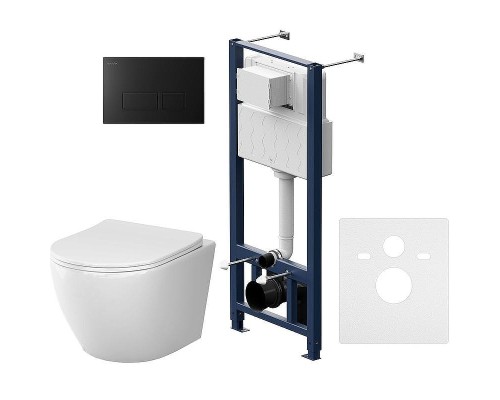 Комплект унитаза с инсталляцией AM.PM Like IS47038.801900 с сиденьем Микролифт и Черной матовой клавишей смыва