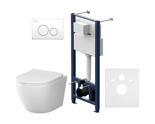 Комплект унитаза с инсталляцией AM.PM Like IS49001.801900 с сиденьем Микролифт и Белой глянцевой клавишей смыва
