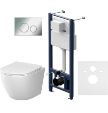 Комплект унитаза с инсталляцией AM.PM Like IS49051.801900 с сиденьем Микролифт и клавишей смыва Хром глянцевый