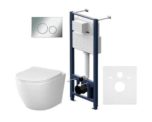 Комплект унитаза с инсталляцией AM.PM Like IS49051.801900 с сиденьем Микролифт и клавишей смыва Хром глянцевый